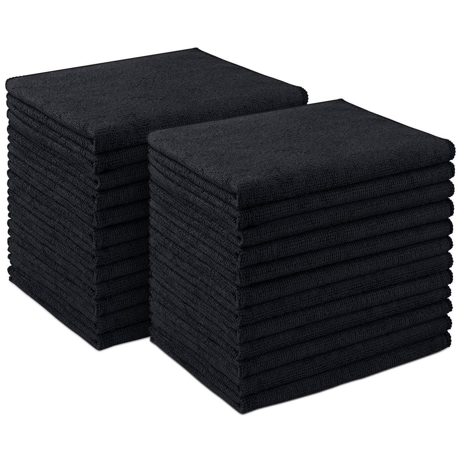 Mikrofaser-reinigungstücher 24 Stück, Ultra-saugfähig, Fusselfrei, 30,5x40,6 Cm, Schwarz