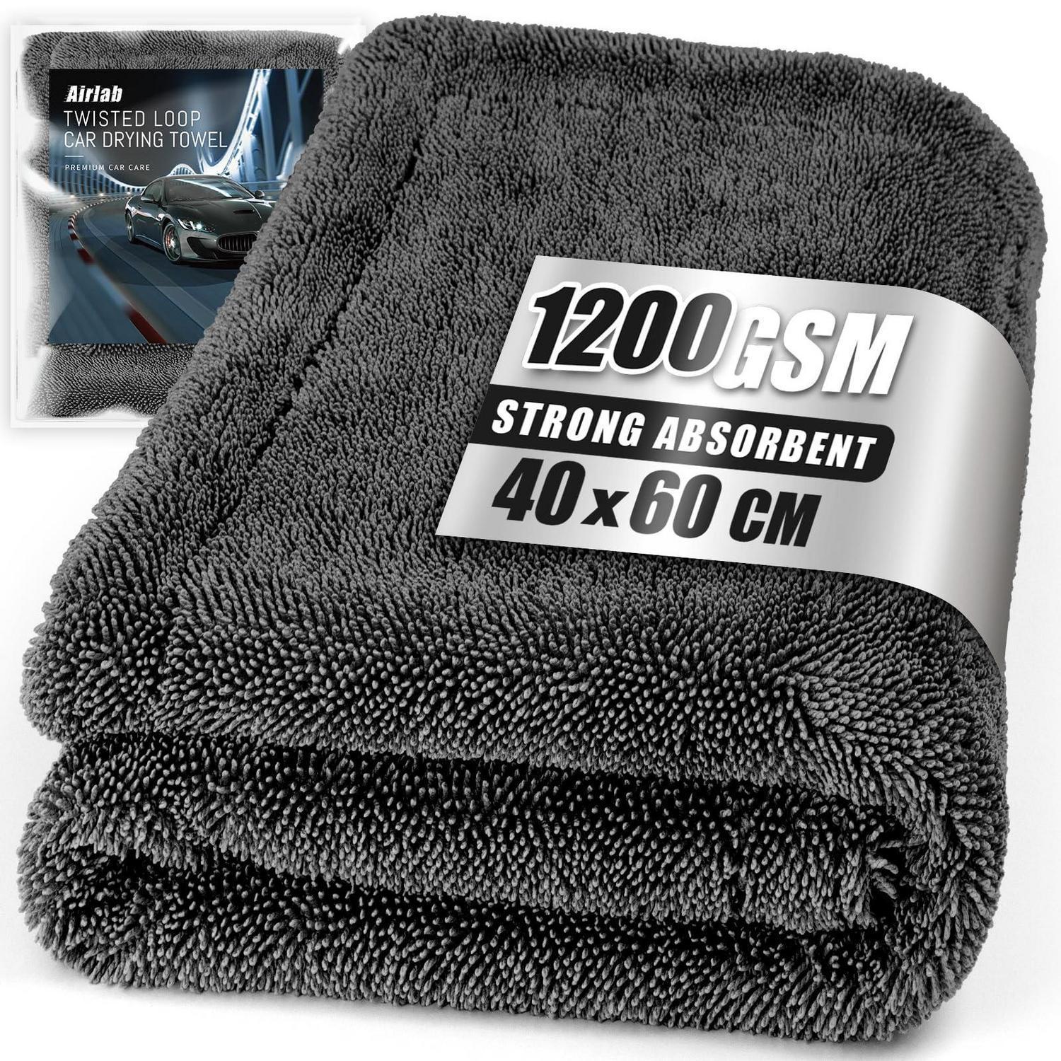 Mikrofaser Trockentuch Auto 1200gsm, 60x40cm, Fusselfrei, Kratzfrei, Schwarz