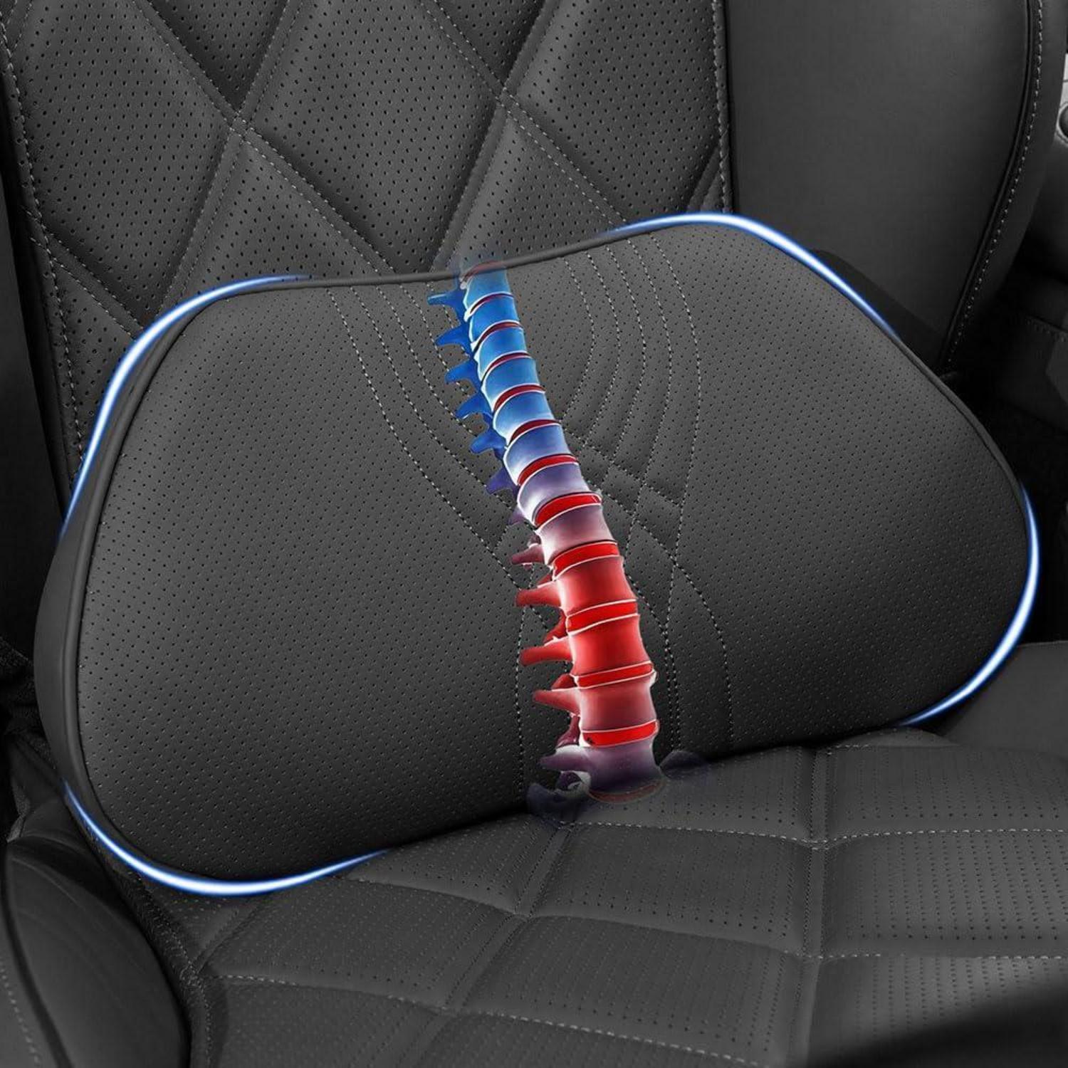 Auto Lendenkissen Mit Memory Foam, Ergonomische Lordosenstütze, Pu-leder, Schwarz