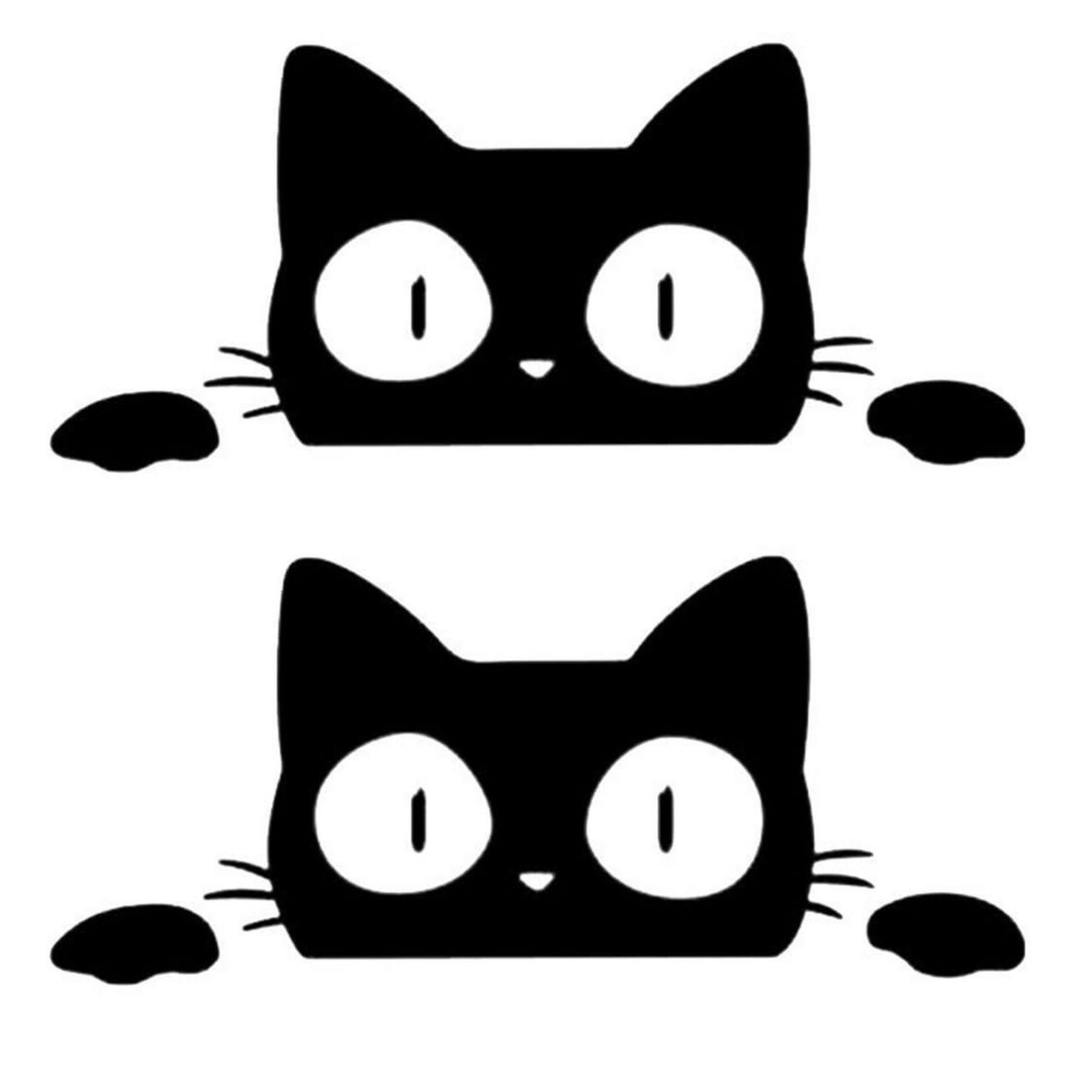 Autoaufkleber Katze 2 Stück Schwarz Pvc Wasserdicht Cartoon Tier Für Auto Wand Fenster