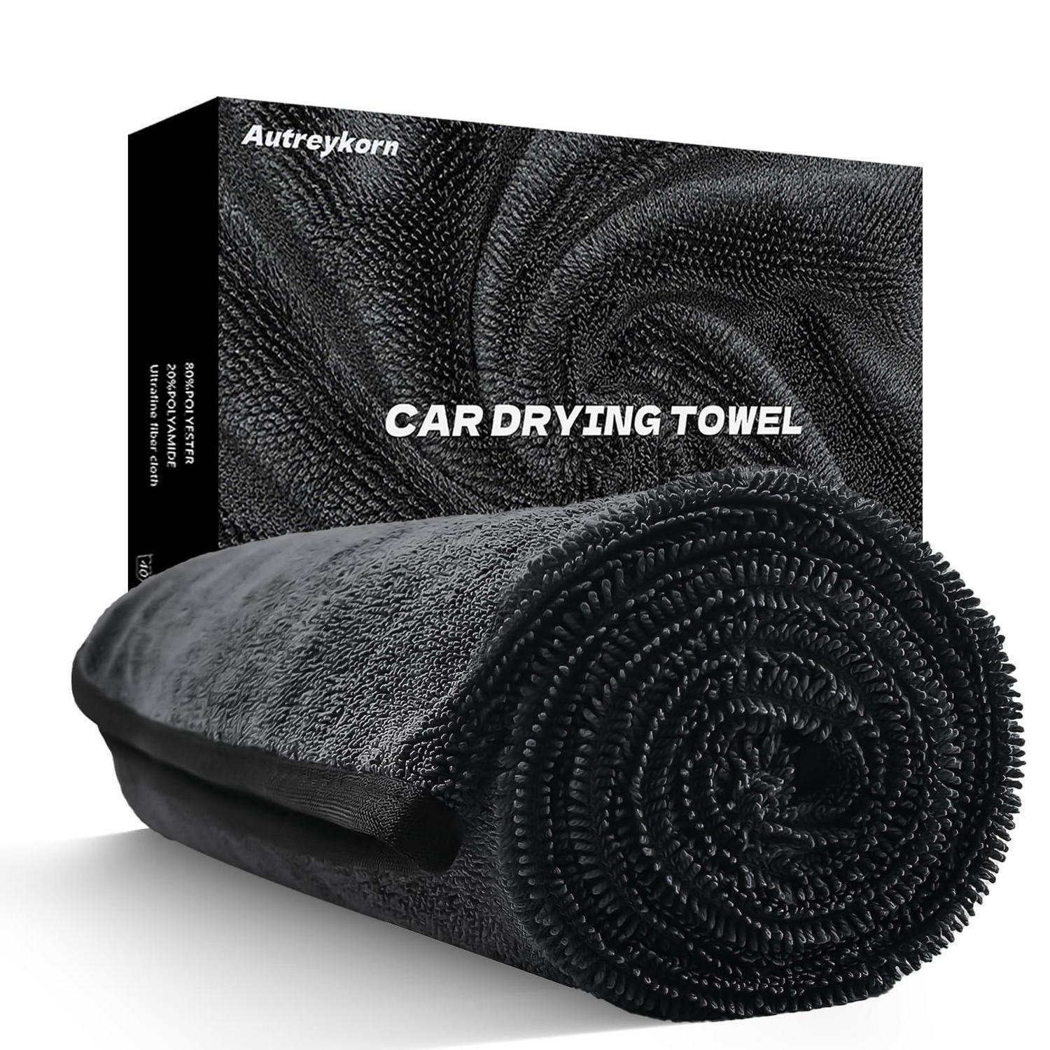 Auto Trockentuch Mikrofaser 90x60 Cm 700gsm Grau, Streifenfrei, Kratzfrei