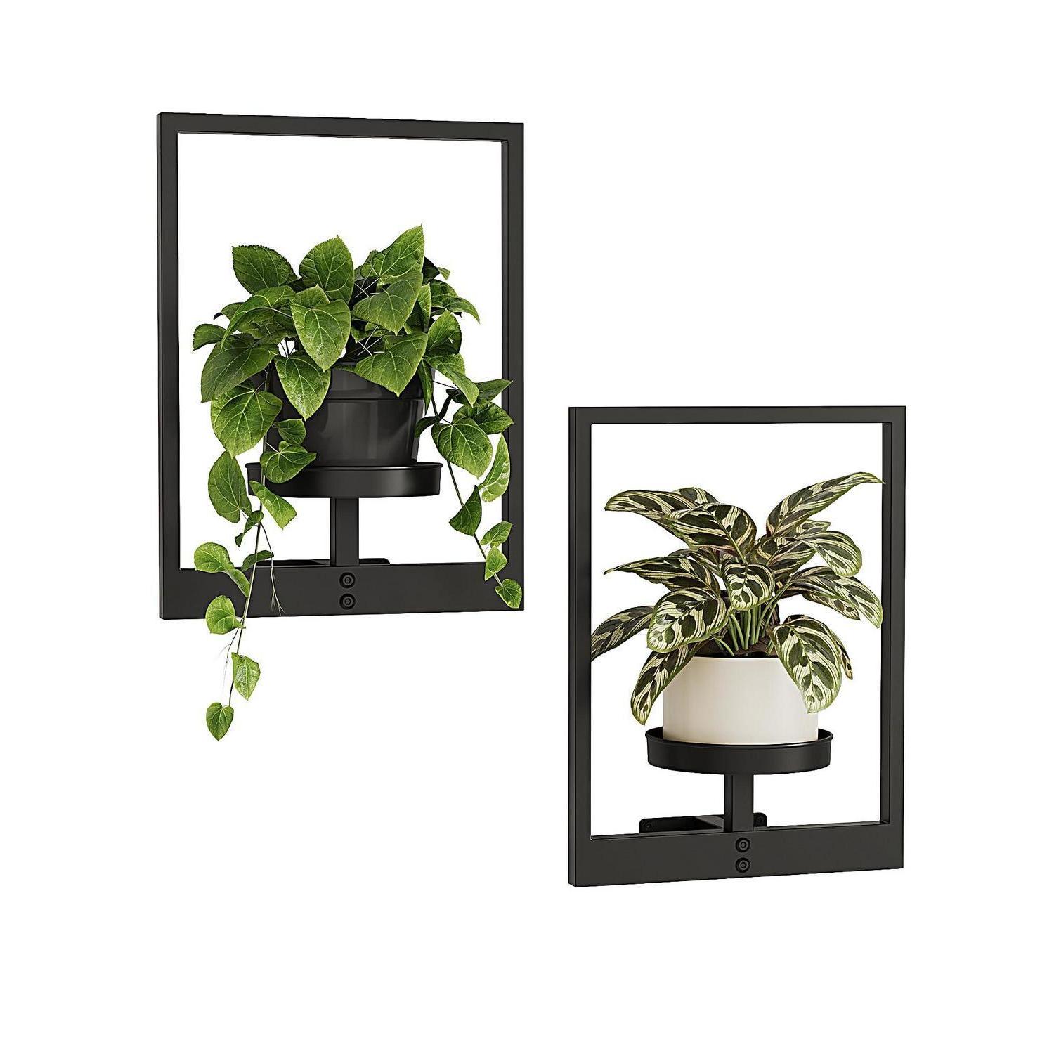 Wandbehang Pflanzgefäße 2er Set Mit Metallrahmen Für Zimmerpflanzen Bis Ø15cm