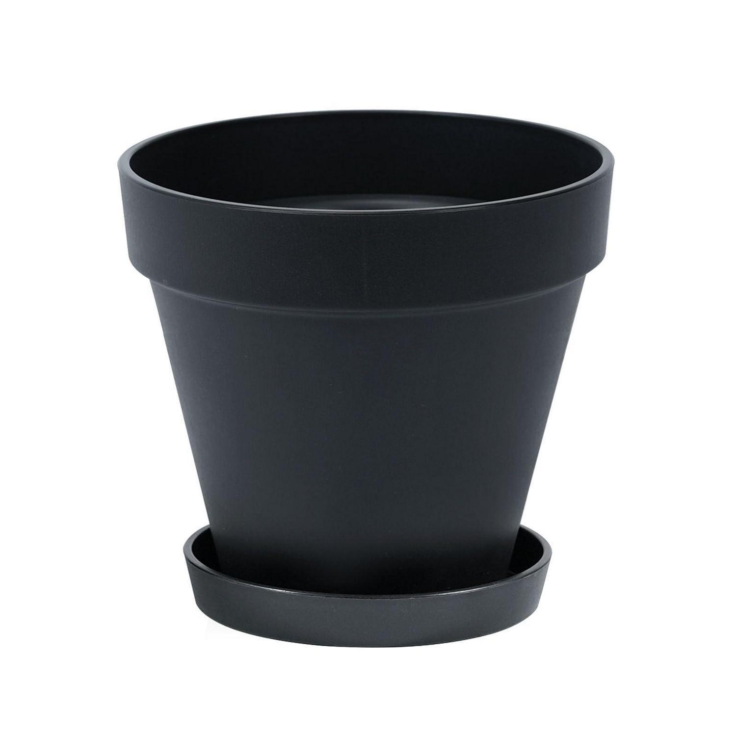 Blumentopf Mit Untersetzer 20 Cm Kunststoff Für Innen & Außen, Schwarz
