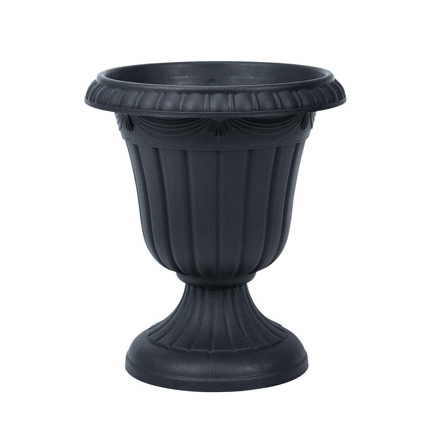 Großer Blumentopf Mit Sockel 26cm, Kunststoff Pflanzkübel Für Innen & Außen, Schwarz