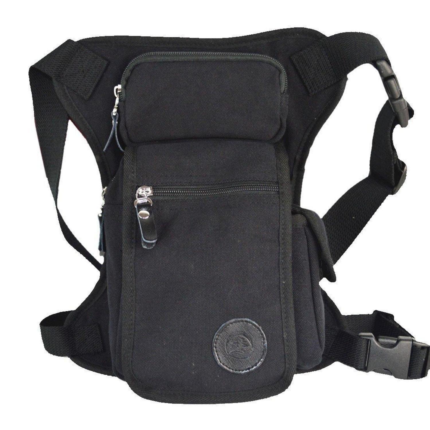 Beintasche Motorrad Canvas Reitertasche Hüfttasche Schwarz