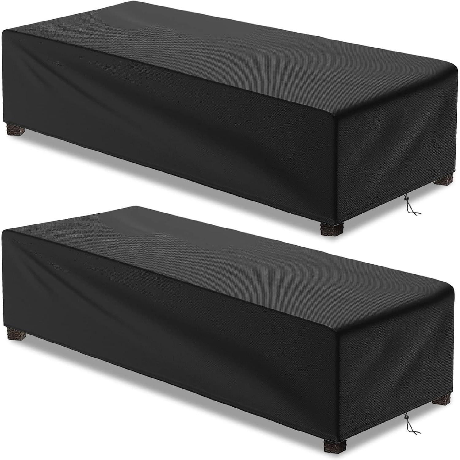2er Set Gartenliege Abdeckung 200x68x30cm, Wasserdicht, Uv-beständig, 500d Oxford