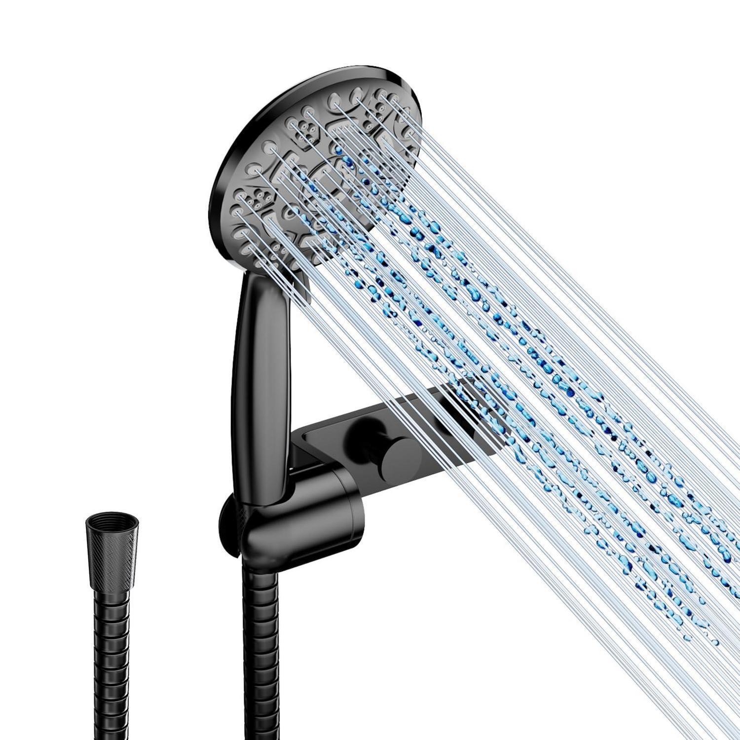 Hochdruck Duschkopf Mit Schlauch Und Halterung, 8 Strahlarten, Wassersparend, Schwarz