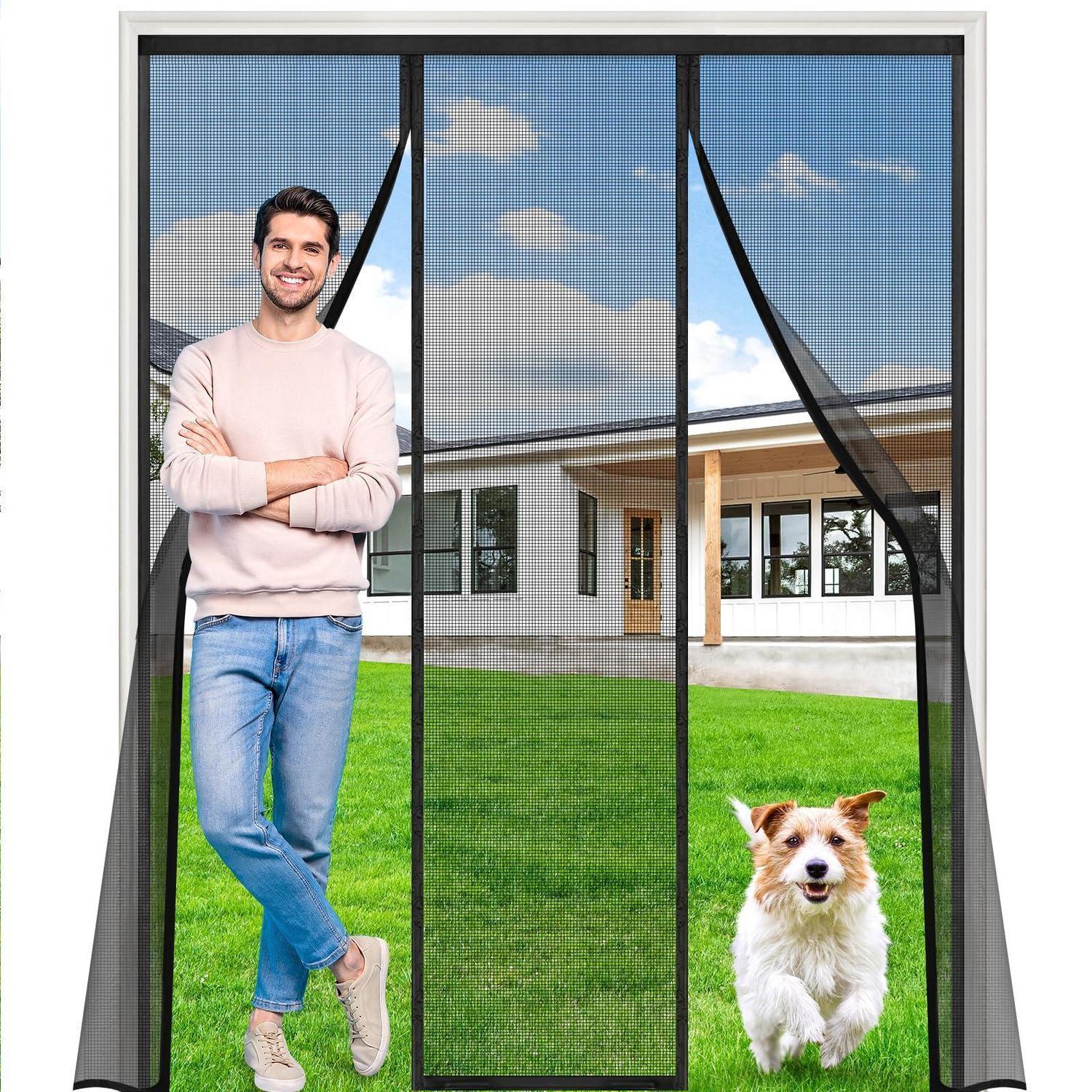 Doppeltür Fliegengitter 145x265cm Mit Starken Magneten, Kinder- & Tierfreundlich