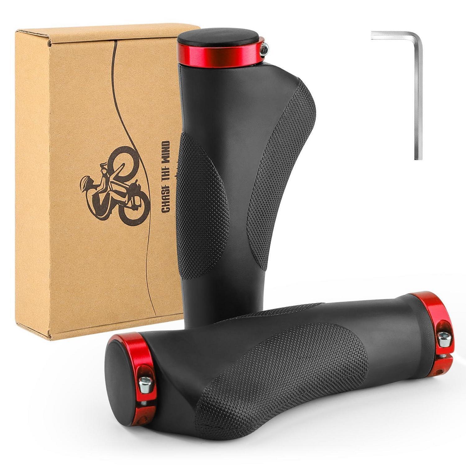 Ergonomische Fahrradgriffe Mit Anti-rutsch-design, Stoßdämpfend, 130mm, Schwarz Rot