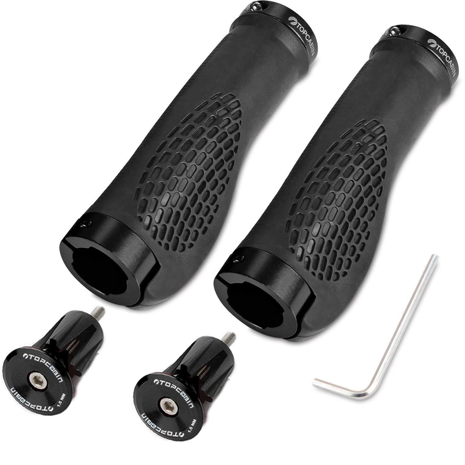 Fahrradgriffe Mit Schraubenden, Ergonomisch, Gummi & Aluminium, Schwarz
