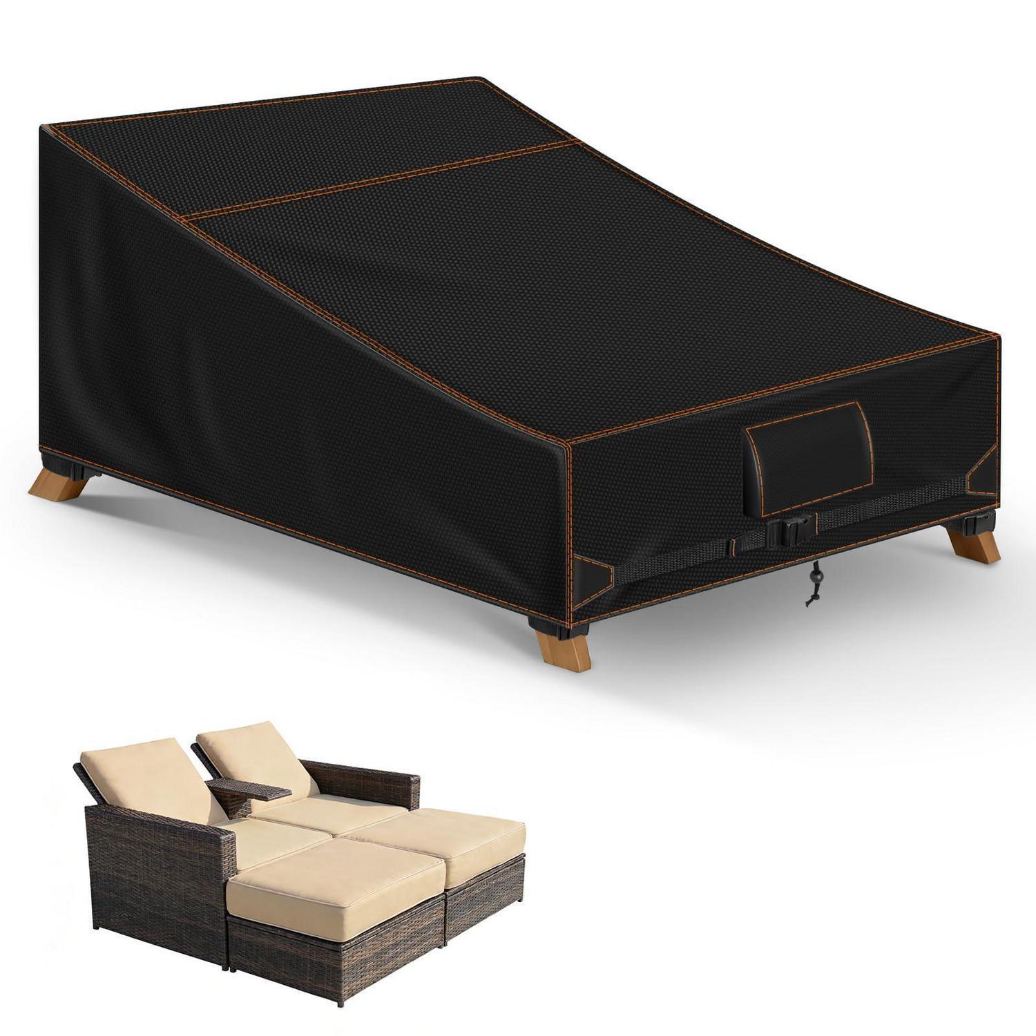 Gartenliege Abdeckung 210x150x40/90cm, Wasserdicht, Uv-schutz, 420d Oxford, Schwarz