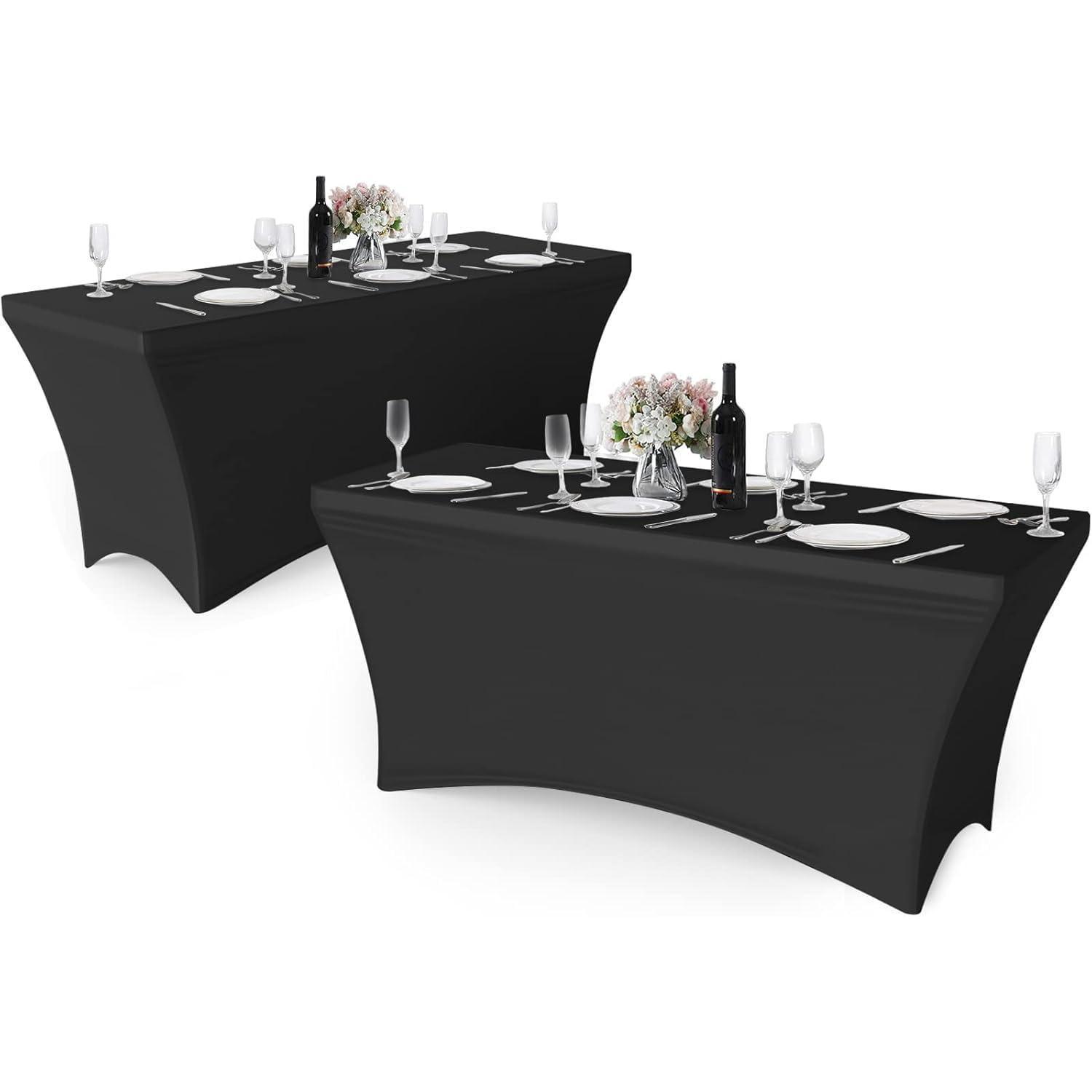 Spandex Tischdecke 183x76cm Schwarz, 1 Stück, Rechteckig, Elastisch