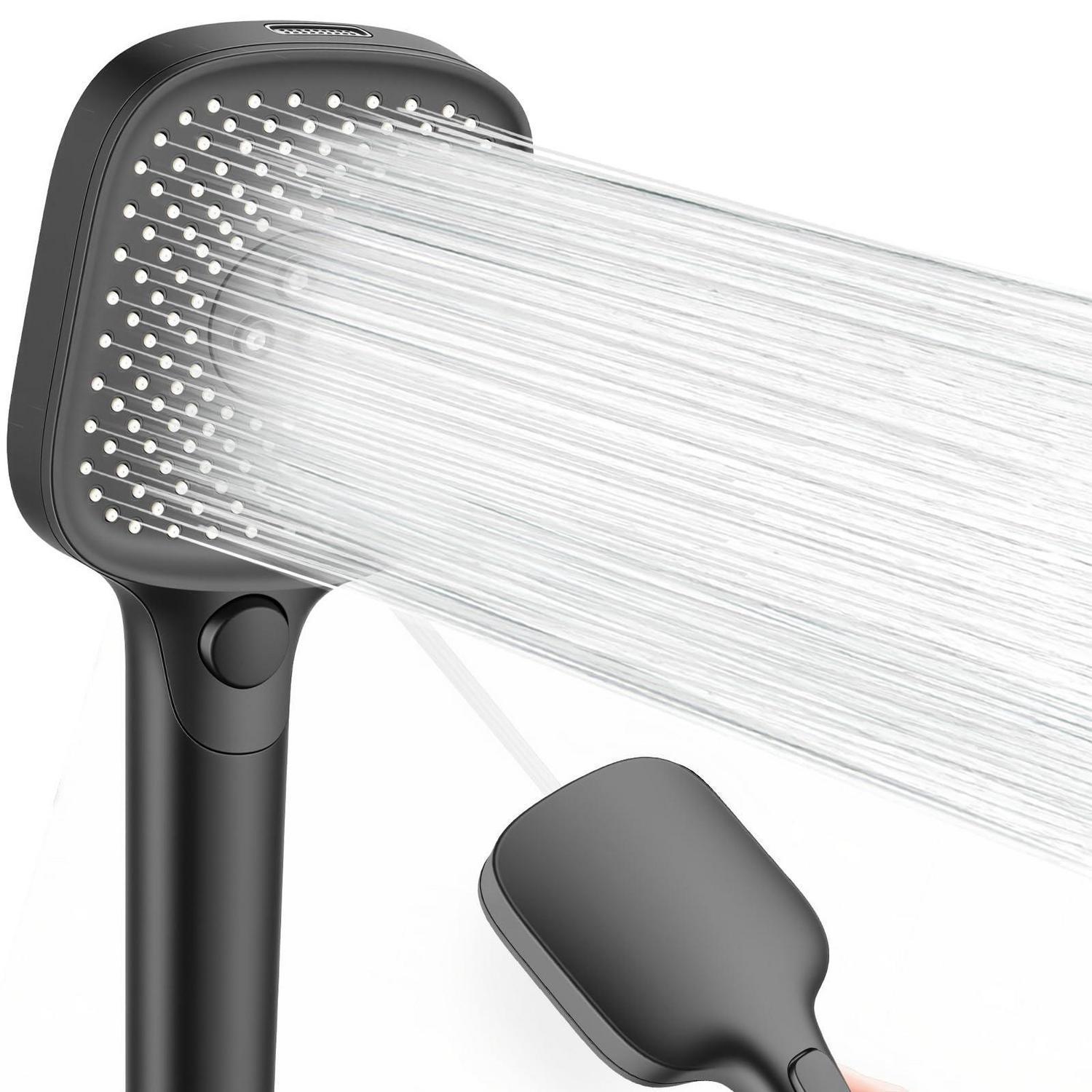 Duschkopf 26x11cm Schwarz Mit 3+1 Strahlarten, Wassersparend, Hochdruck