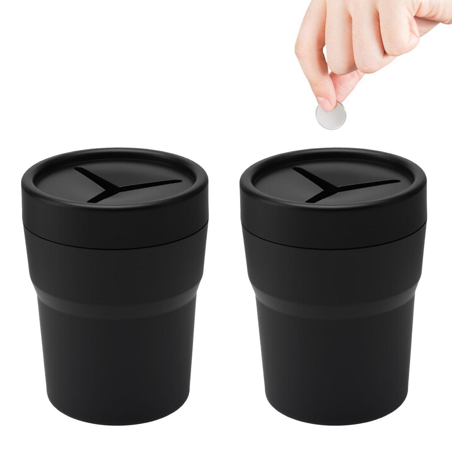 2er Set Auto Mülleimer Mit Deckel, Getränkehalter Organizer, Wasserdicht, Schwarz