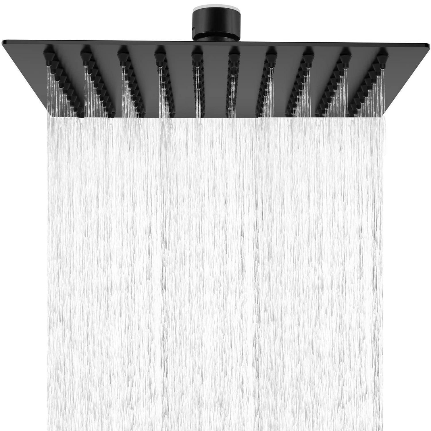 Kopfbrause 8 Zoll Edelstahl 304, Regendusche Mit Selbstreinigenden Düsen, Mattschwarz