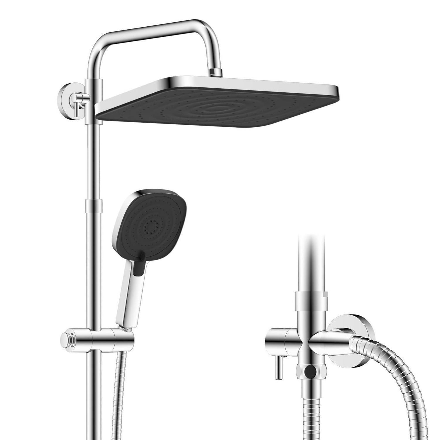 Duschsystem Mit Regendusche Und Handbrause, Höhenverstellbar, Selbstreinigend