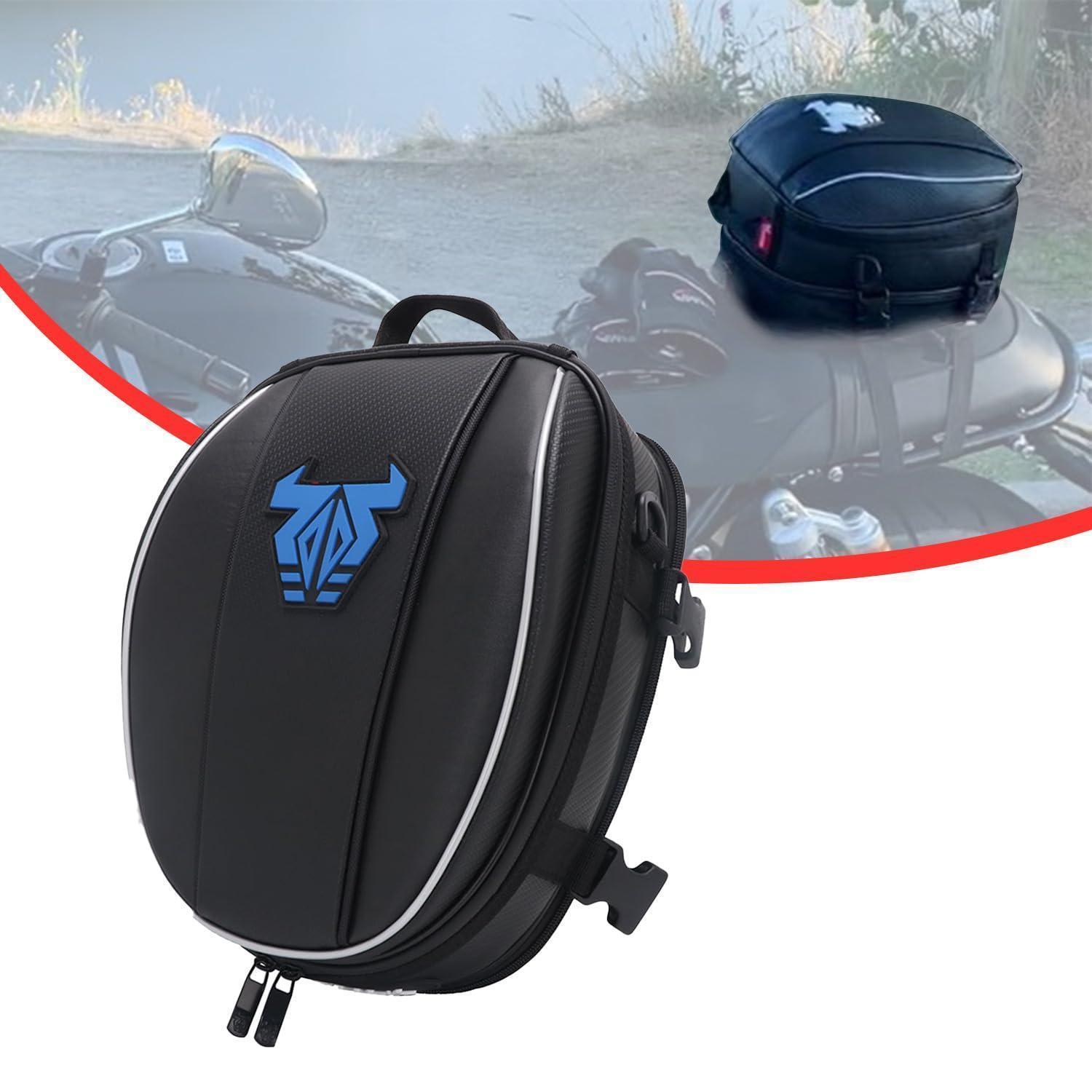 Motorrad Hecktasche Wasserdicht Erweiterbar 11,5-15l Pu Leder Blau