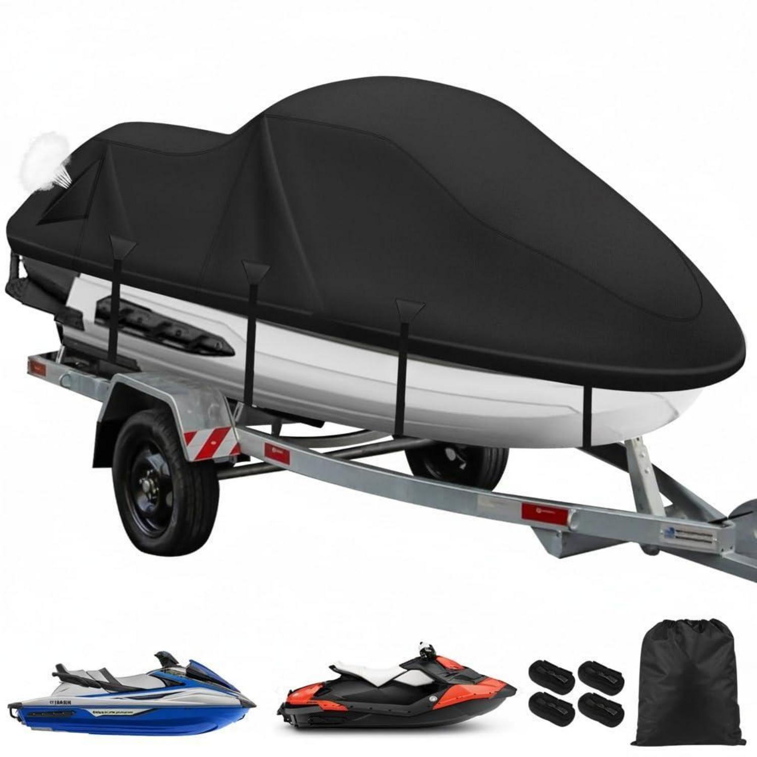 Jet Ski Abdeckung 3 Sitzer, 900d Schwerlast, Wasserdicht, Xl Schwarz