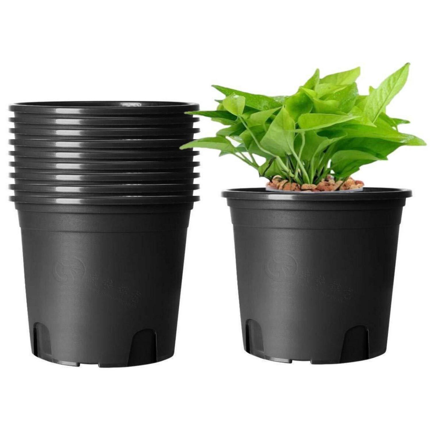 10er Set Kunststoff Blumentöpfe Ø19,5cm Schwarz Atmungsaktiv Mit Drainagelöchern