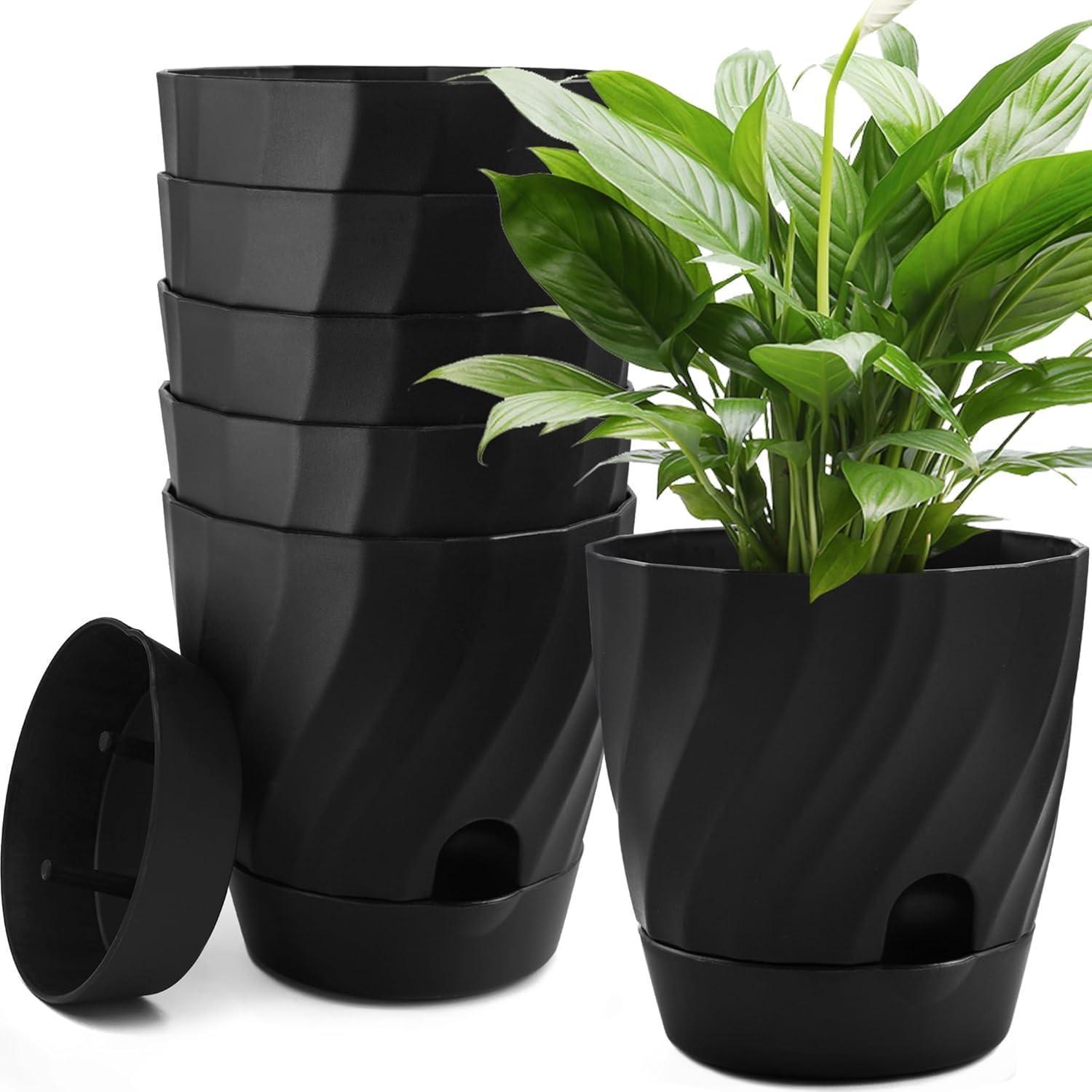 6er Set Selbstbewässernde Blumentöpfe 12cm Mit Untersetzer Für Innen & Außen