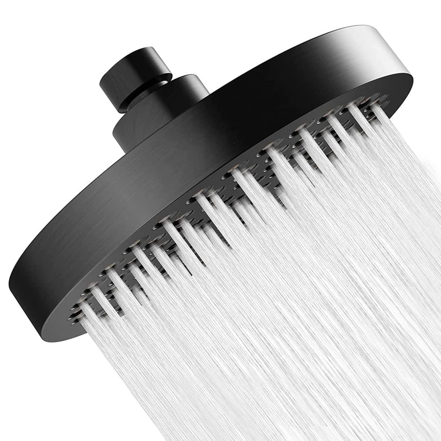 Kopfbrause Regendusche Schwarz 6 Zoll Mit Anti-kalk-düsen, 360° Verstellbar