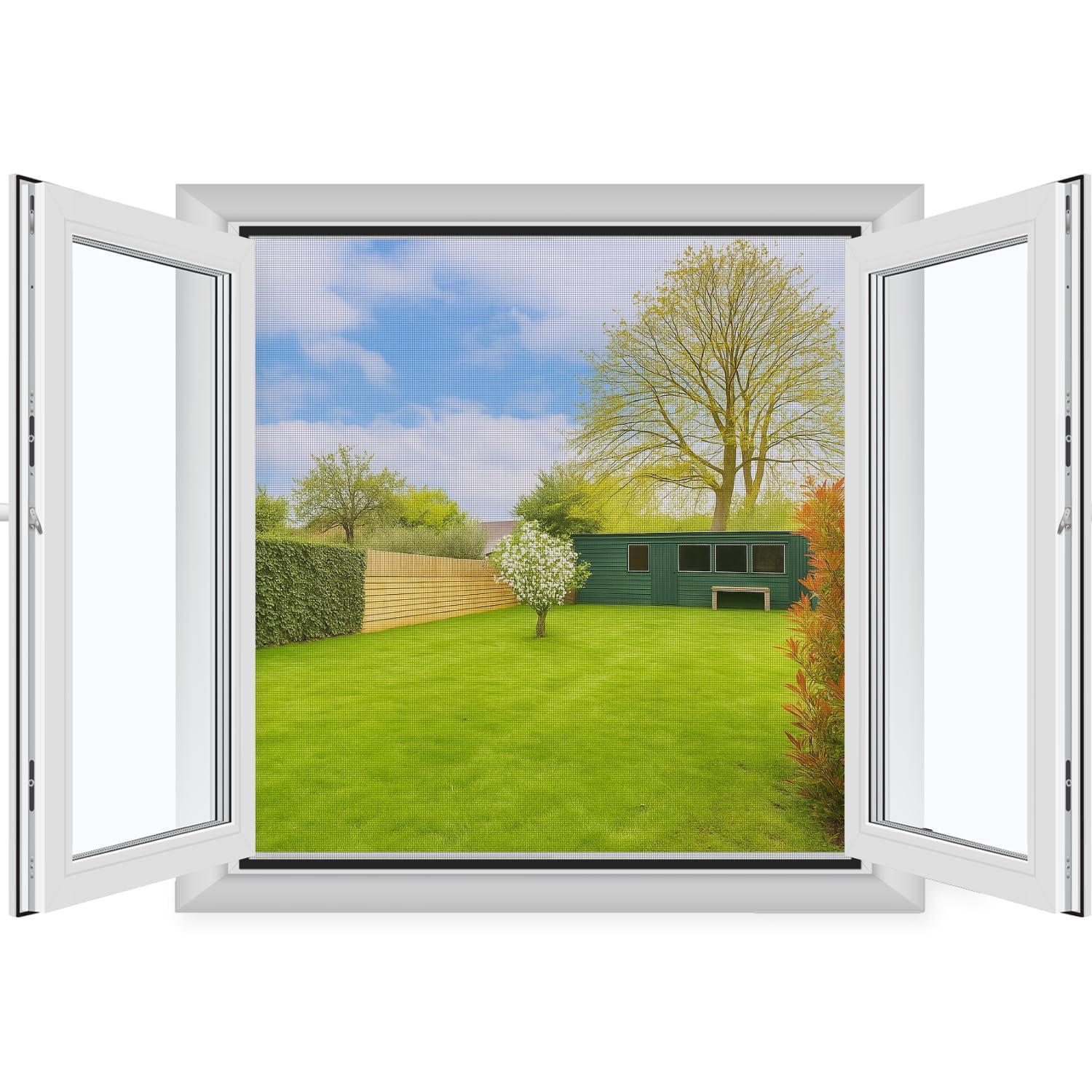 Fliegengitter Fenster 4 Stück 130x150cm Zuschneidbar Ohne Bohren Schwarz