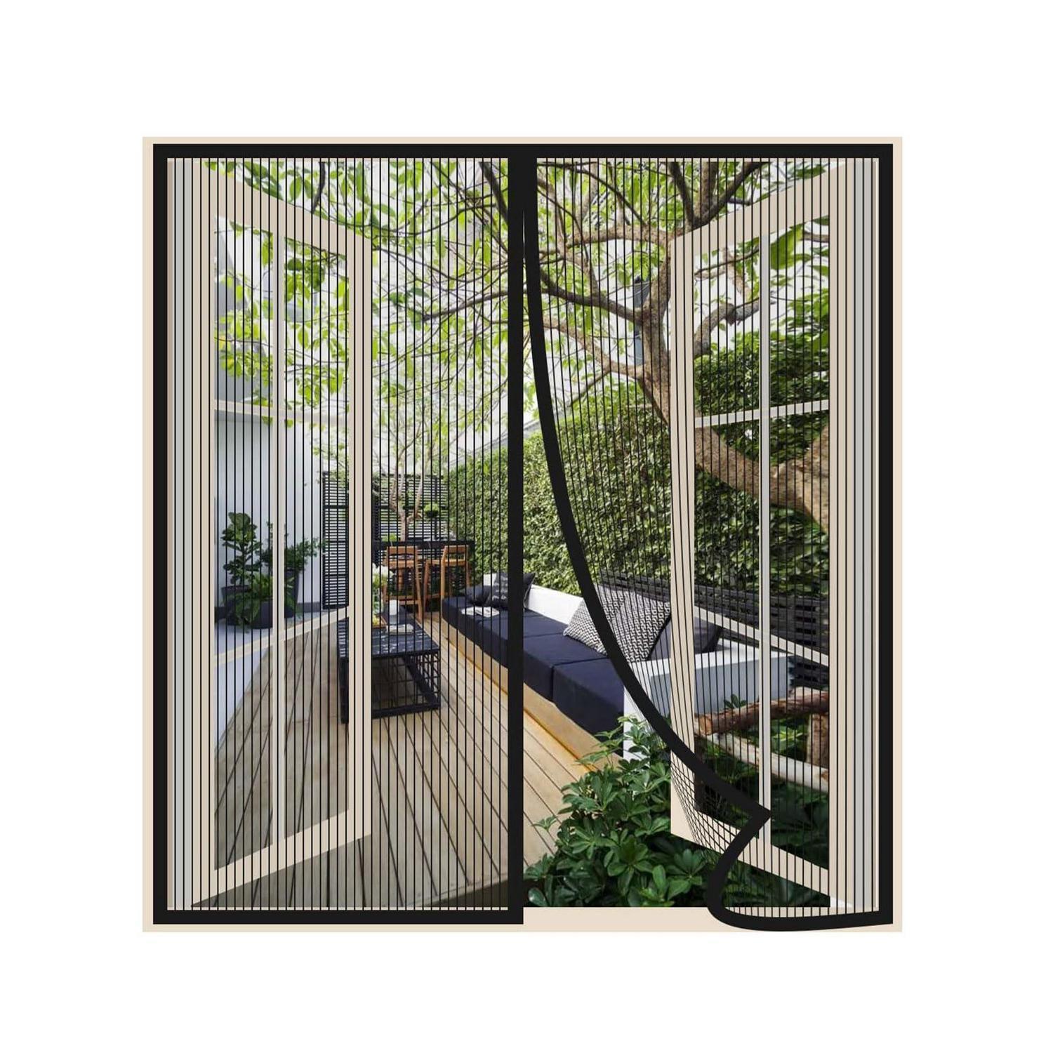 Magnet Fliegengitter Fenster 40x140cm Schwarz, Ohne Bohren, Automatisch Schließend