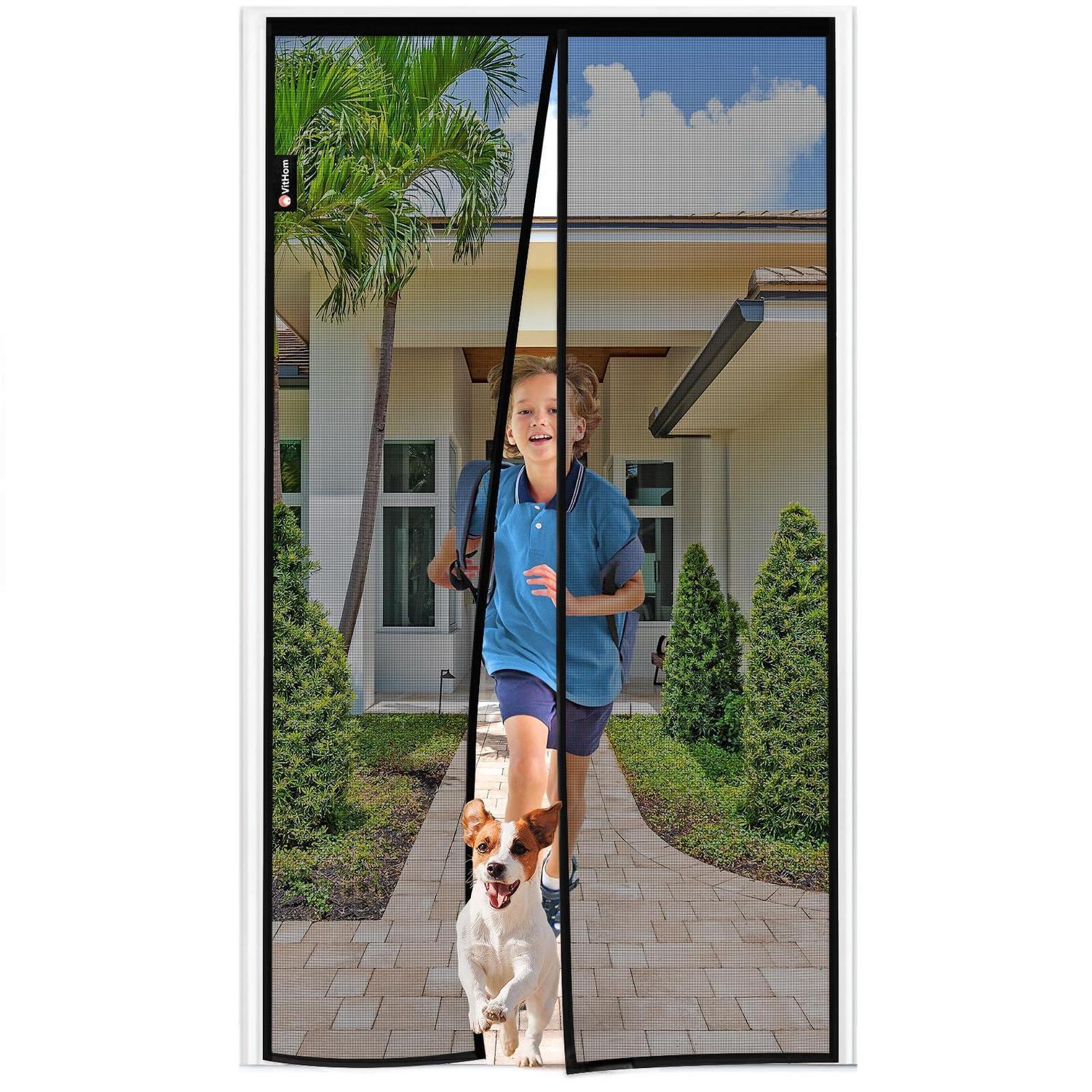 Magnetisches Fliegengitter Für Balkontür 95x200cm Ohne Bohren, Schwarz