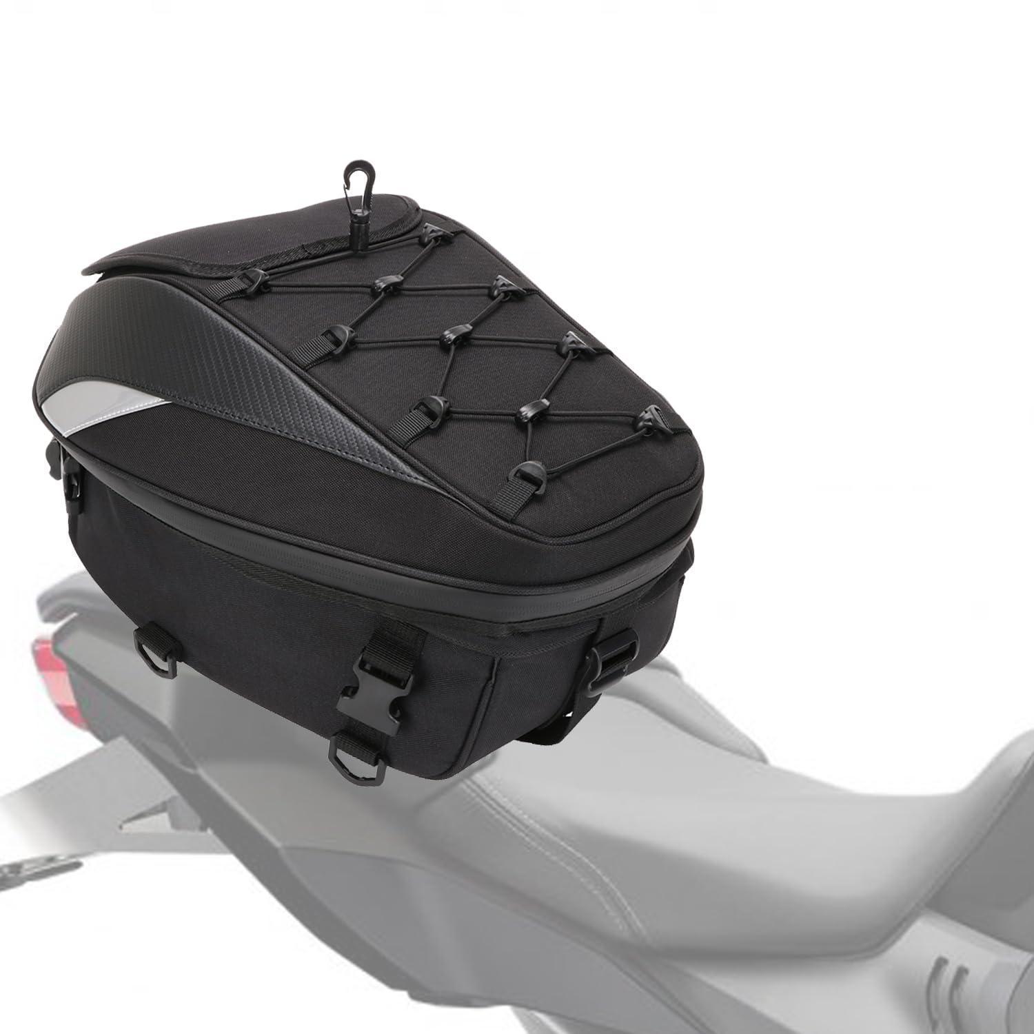 Motorrad Hecktasche Wasserdicht Erweiterbar 11,5-15l Pu-leder Mit Regenschutz