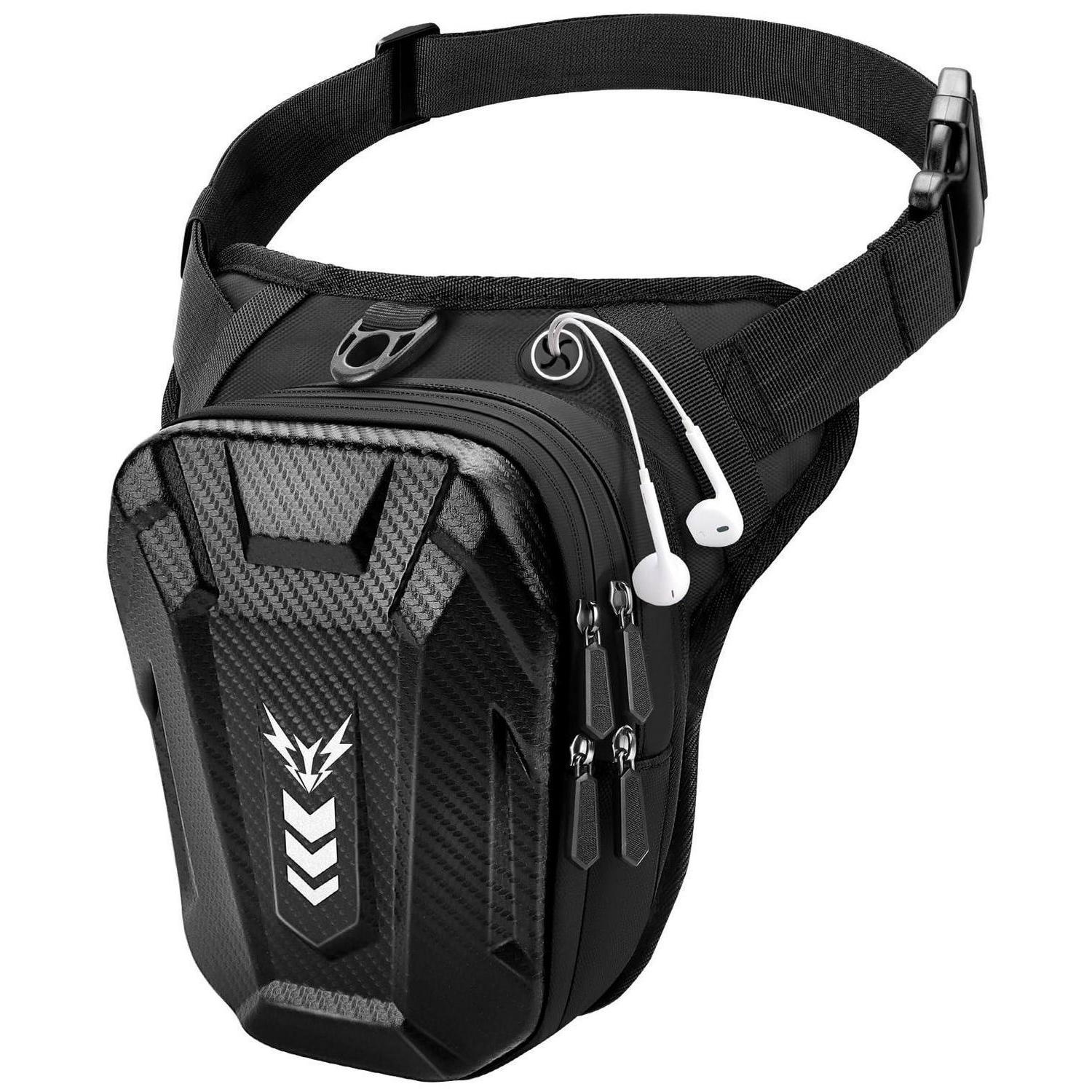 Beintasche Motorrad Herren Damen, Oberschenkeltasche Mit Reflektor & Kopfhörerbuchse