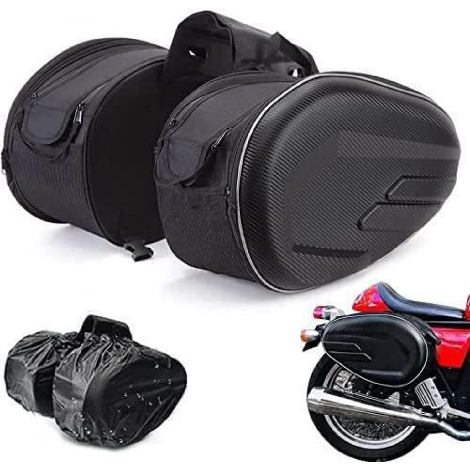 Motorrad Satteltaschen Erweiterbar 36-58l Mit Regenschutz Und Reflektierendem Design