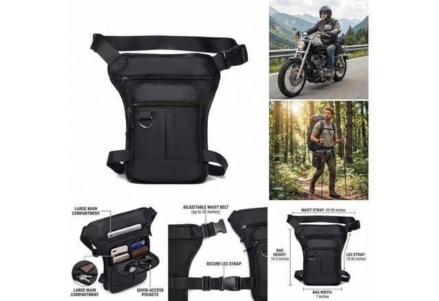 Beintasche Herren Wasserabweisend Oxford Stoff Für Motorrad Outdoor Alltag Schwarz