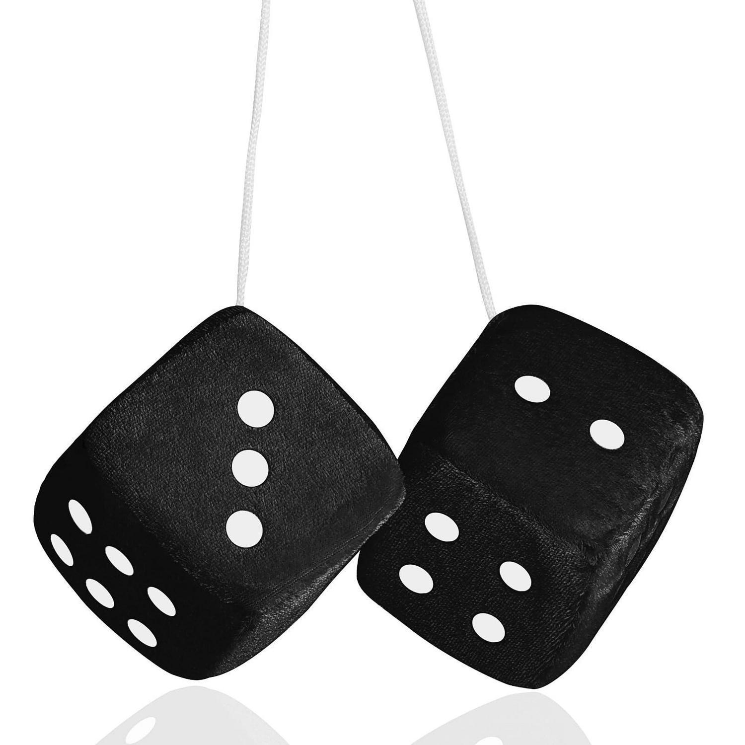 Plüschwürfel Für Auto Rückspiegel, 7cm Retro Schwarz Mit Weißen Punkten
