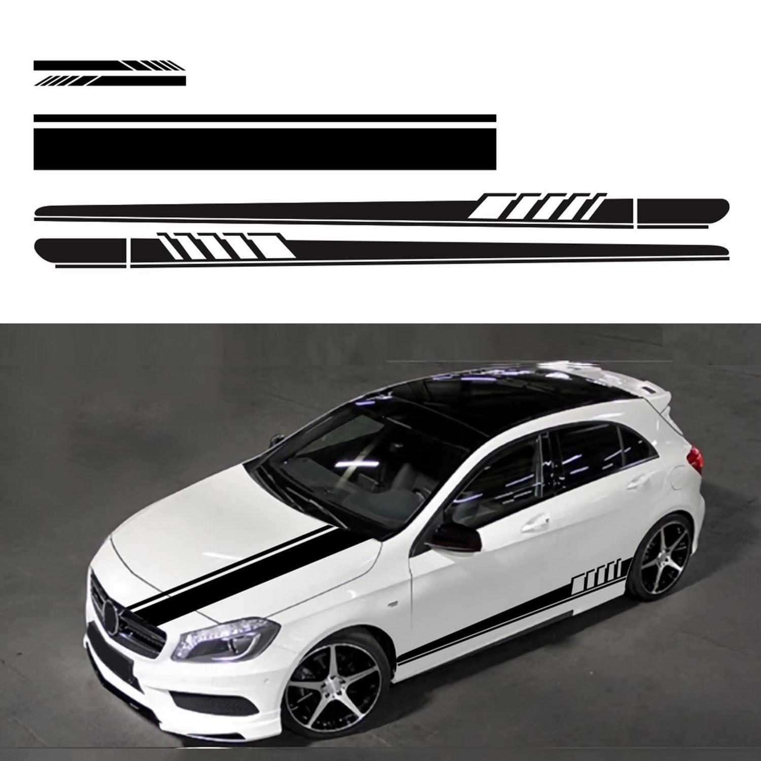 Auto Aufkleber Set Racing Streifen 5-teilig Schwarz Für Auto, Suv, Lkw