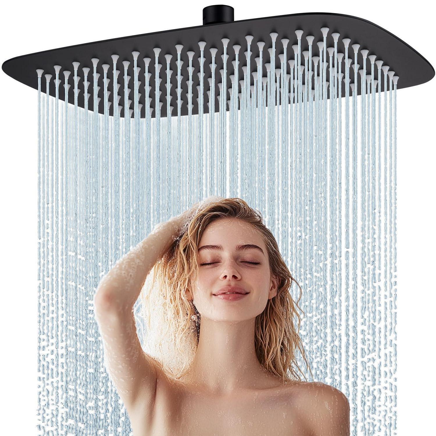 Regendusche Edelstahl 30x20cm Mattschwarz Mit Anti-kalk-düsen