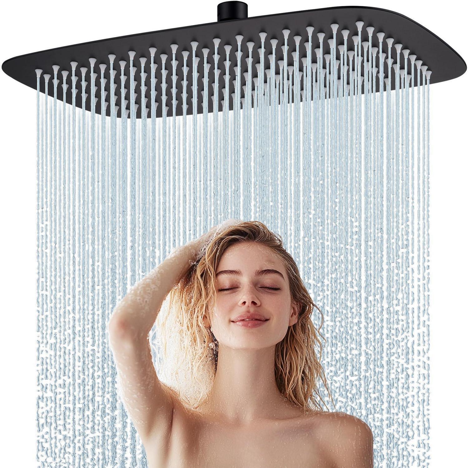 Regendusche Duschkopf Edelstahl 35x22cm Mattschwarz Mit Anti-kalk-düsen