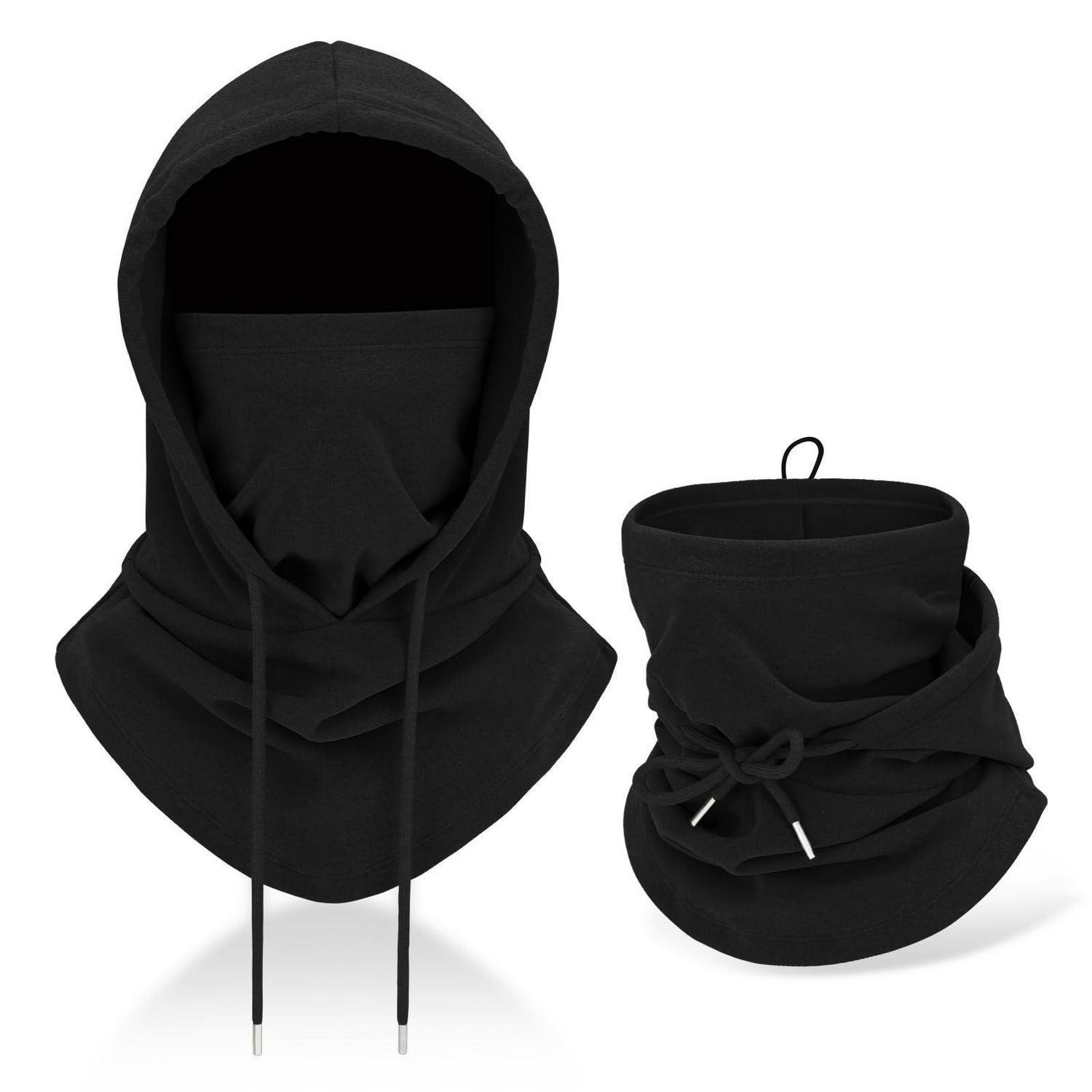 Sturmhaube Mit Kapuze, Thermo-gesichtsmaske, Winddicht, Unisex, Schwarz