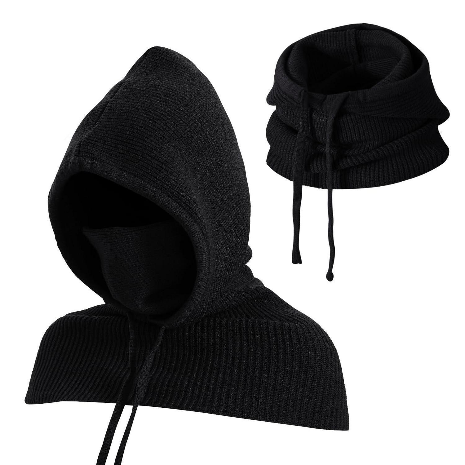 Kapuzenschal 3-in-1 Sturmhaube Mit Gesichtsschutz, Winddicht, Für Damen & Herren, Schwarz