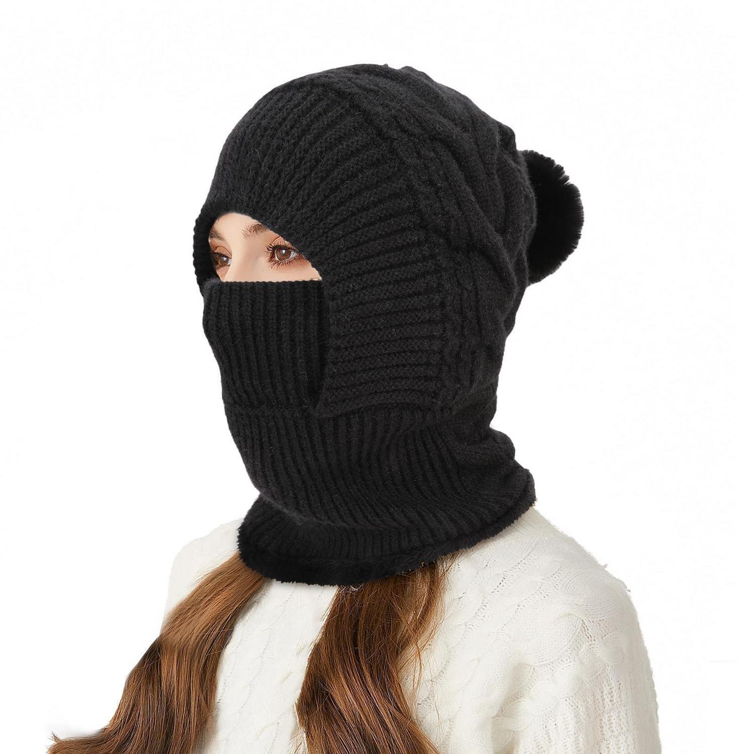 Warme Sturmhaube Damen, Thermo-fleece Balaclava Mütze, Winddicht, 3-in-1 Kapuzenschal Für Outdoor
