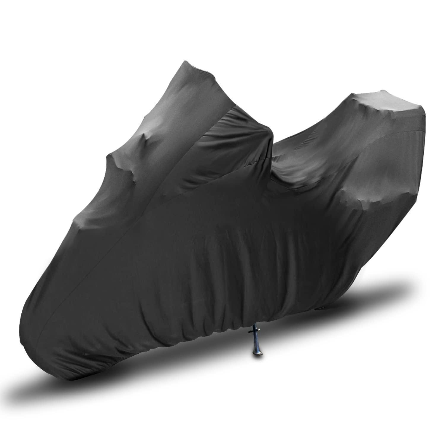 Motorradabdeckung Indoor Samt-stretch Stoff Für Xl Xxl Xxxl Mit Topcase Schwarz
