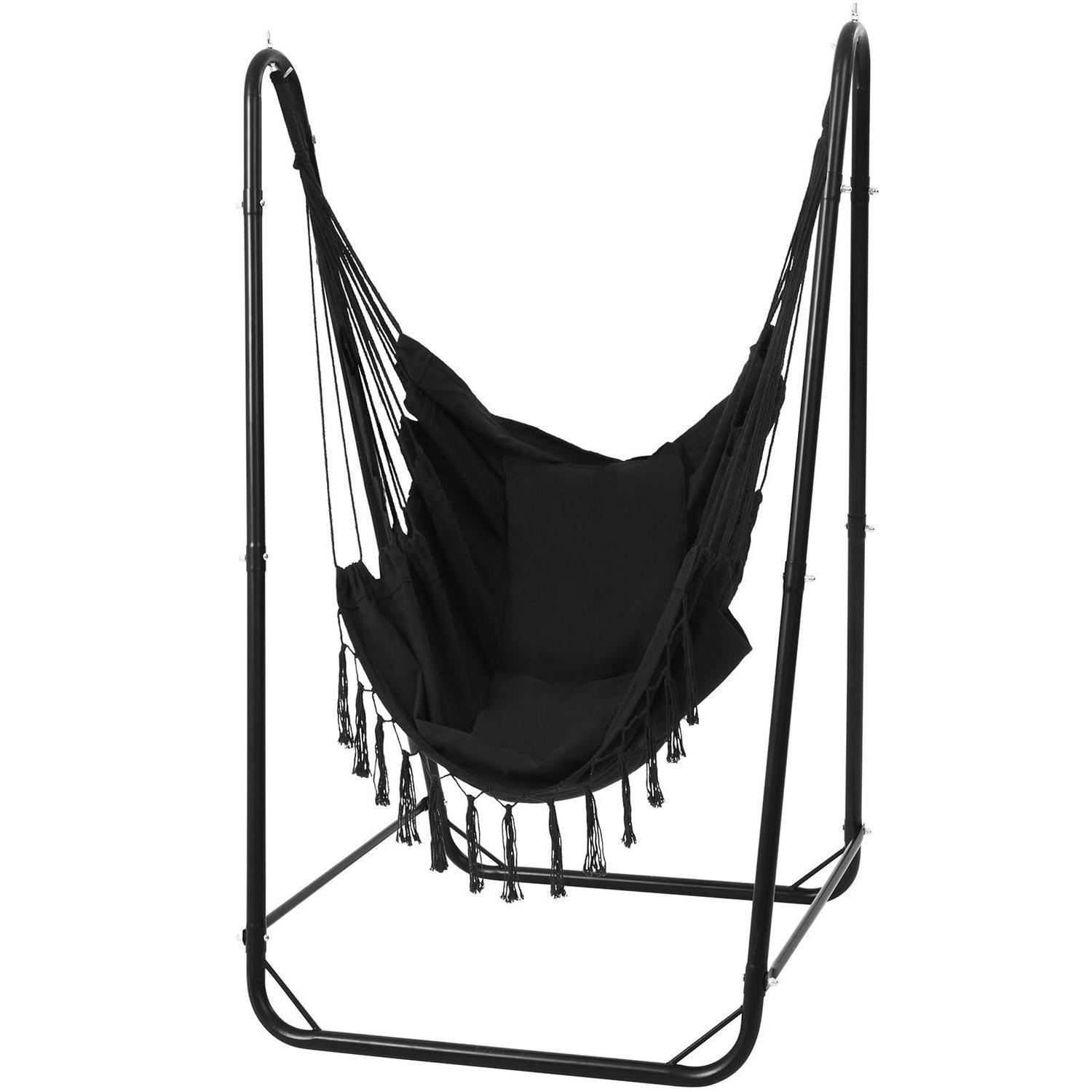 Hängesessel Mit Ständer U-form Für Innen & Außen, Stahl, 100kg, Schwarz