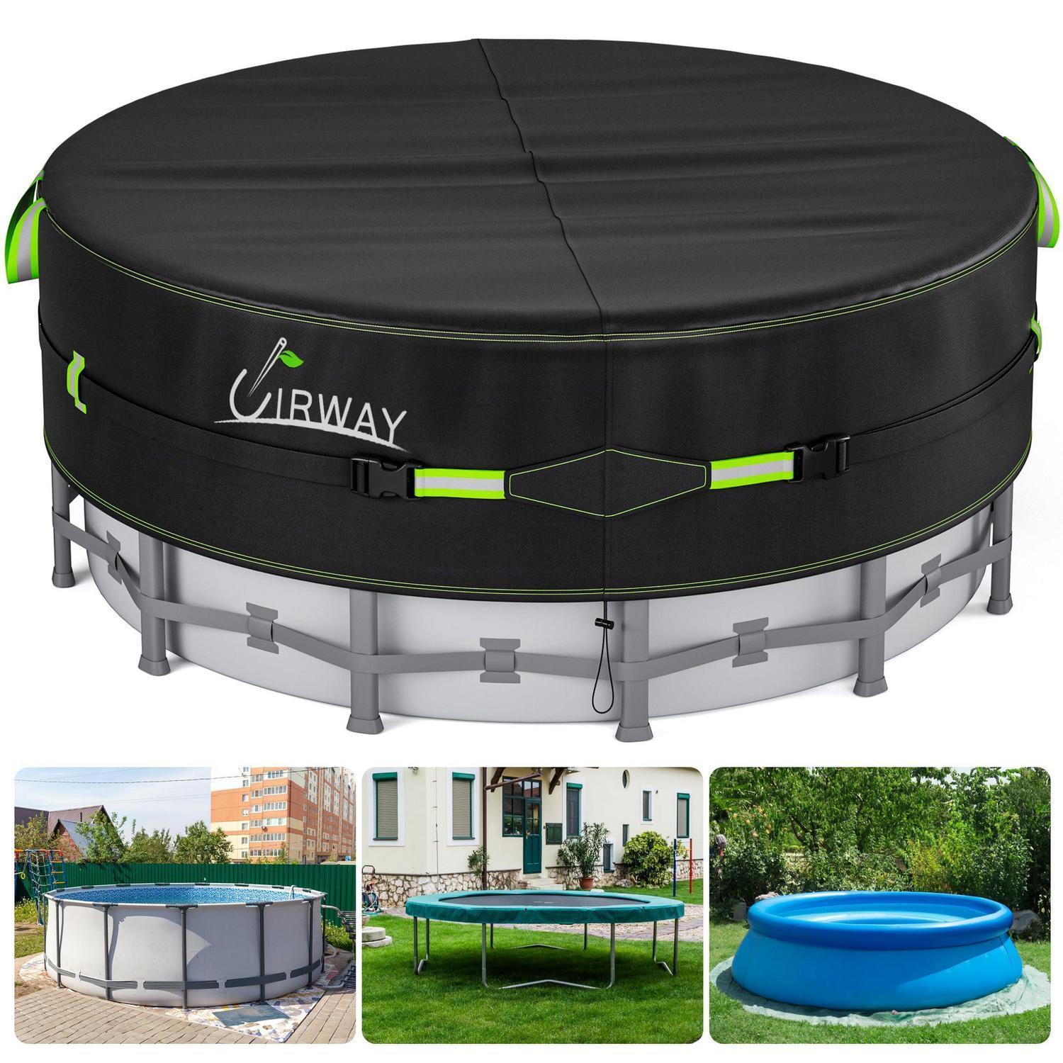 Poolabdeckung 366cm Rund, 420d Robust, Uv-schutz, Mit Kordelzug
