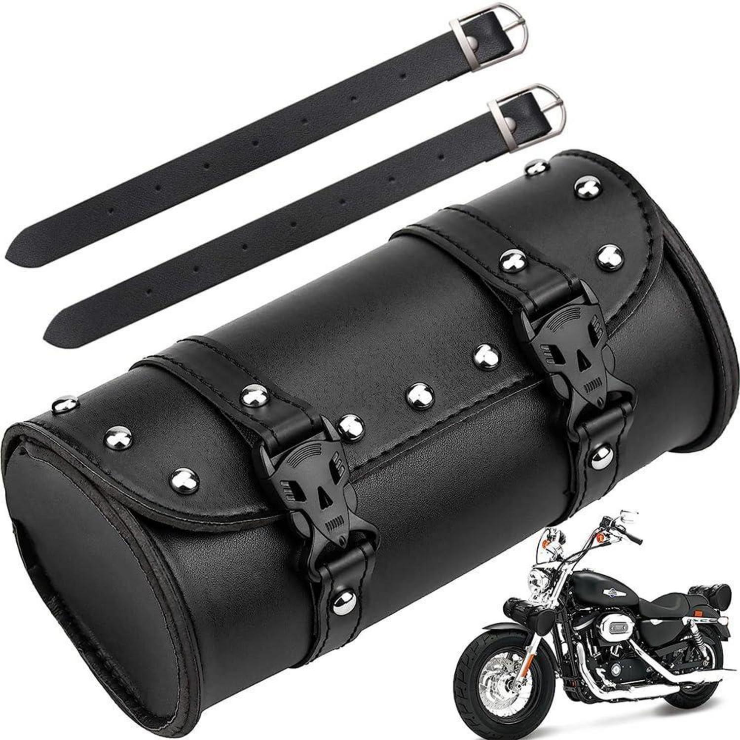 Universelle Motorrad Satteltasche Aus Pu Leder, Wasserdicht, Schwarz