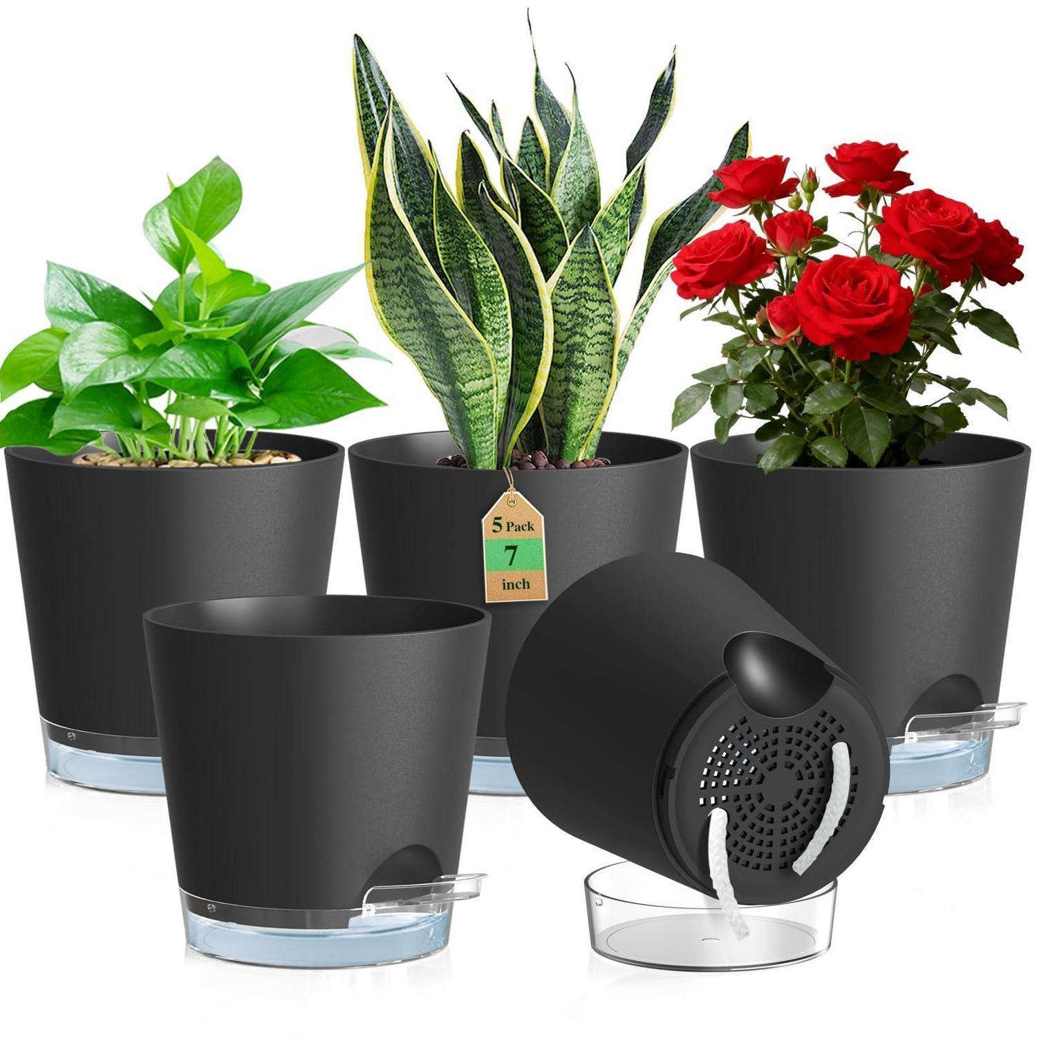 5er Set Selbstbewässerungstöpfe Ø 17,8 Cm Mit Wasserstandsanzeige & Docht