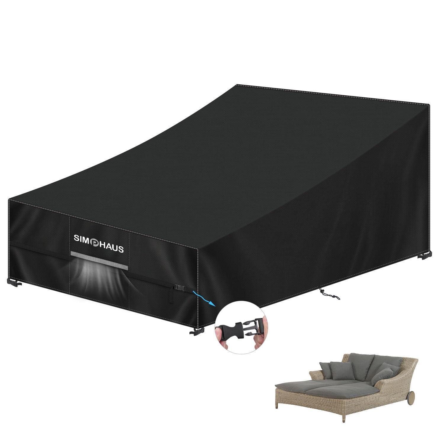 Abdeckung Gartenliege 2 Personen Wasserdicht Uv-beständig 420d Oxford 205x130x90cm