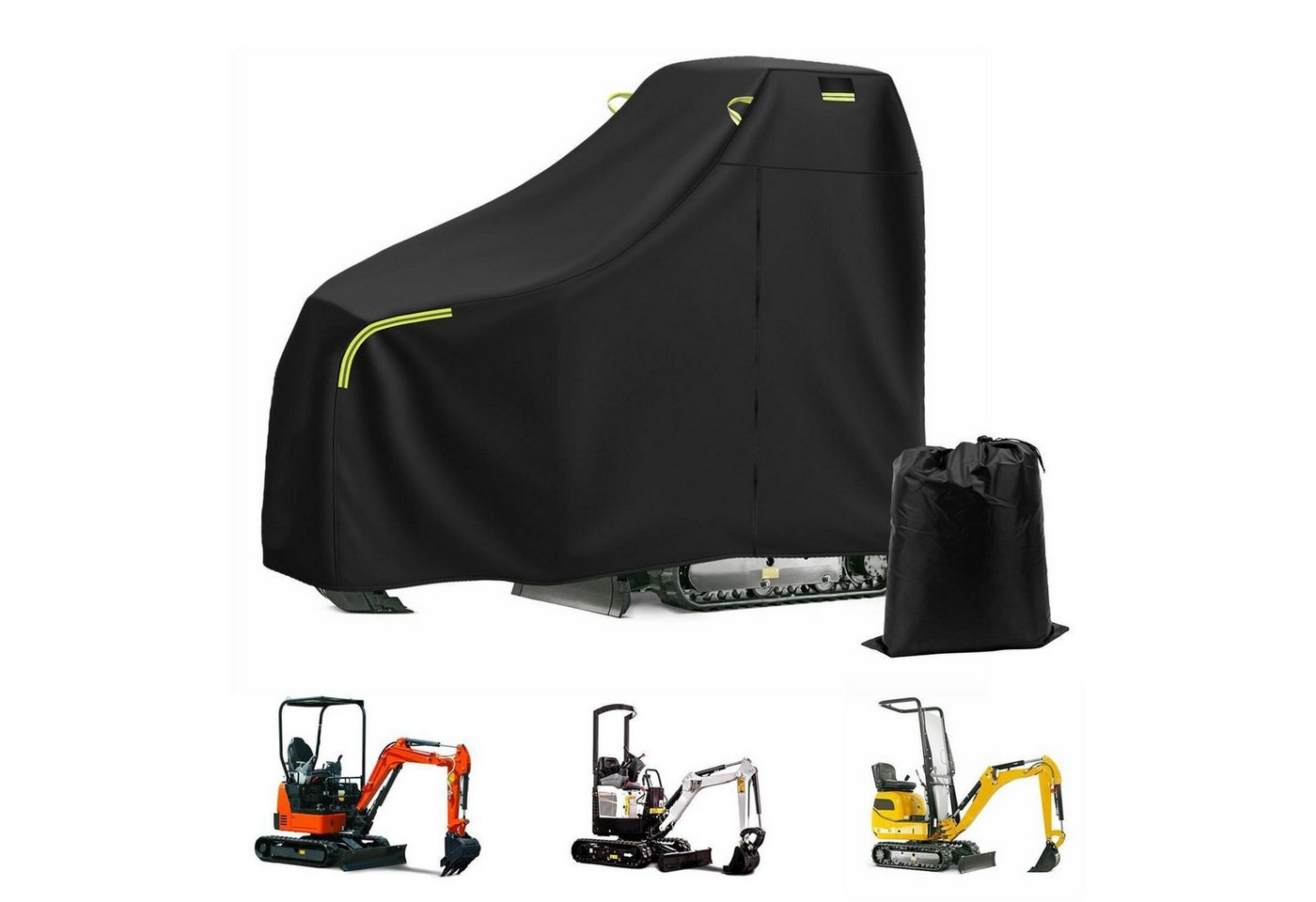 Baggerabdeckung Wasserdicht Atmungsaktiv Für Minibagger 900 Kg Mit Reißverschluss Und Reflektor Bild 4