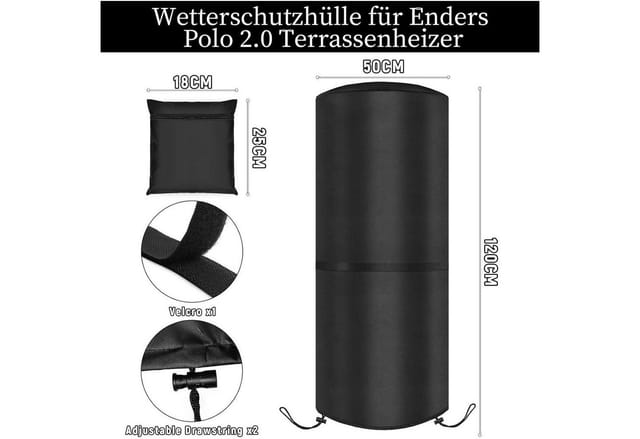 Wetterschutzhülle Für Terrassenheizer 50x50x120cm, 420d Oxford, Wasserdicht, Winddicht, Schwarz