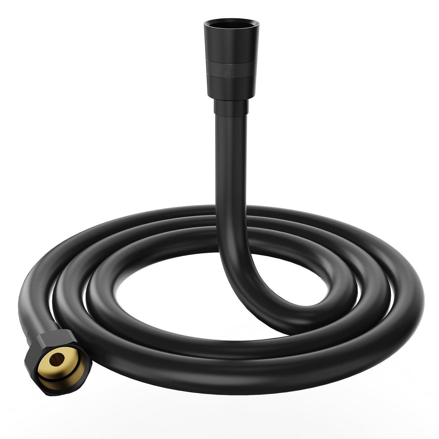 Duschschlauch Schwarz 1,5m Pvc Mit Messingkopf, Verdrehschutz, Anti-knick