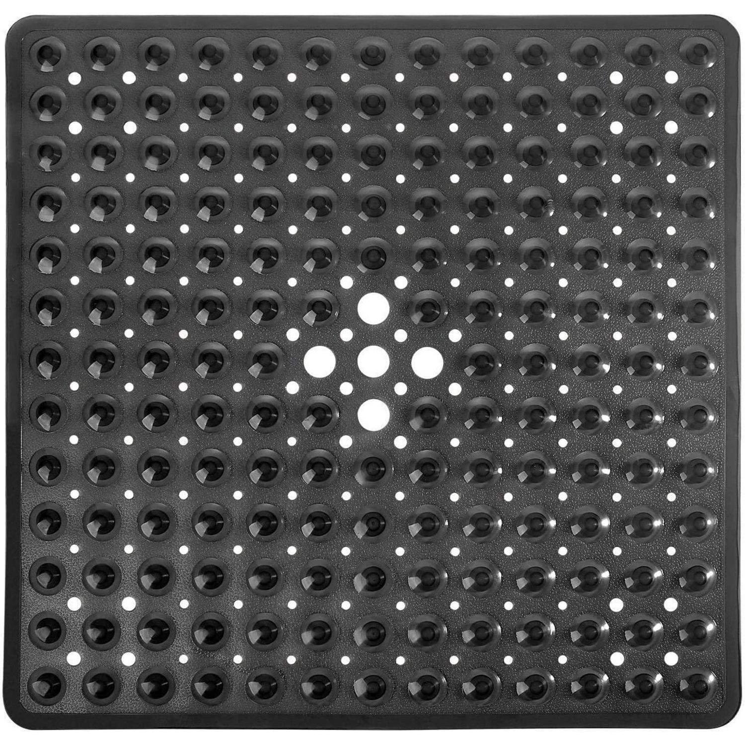 Duschmatte Rutschfest Mit Saugnäpfen, Schimmelresistent, Maschinenwaschbar, 53x53 Cm, Schwarz