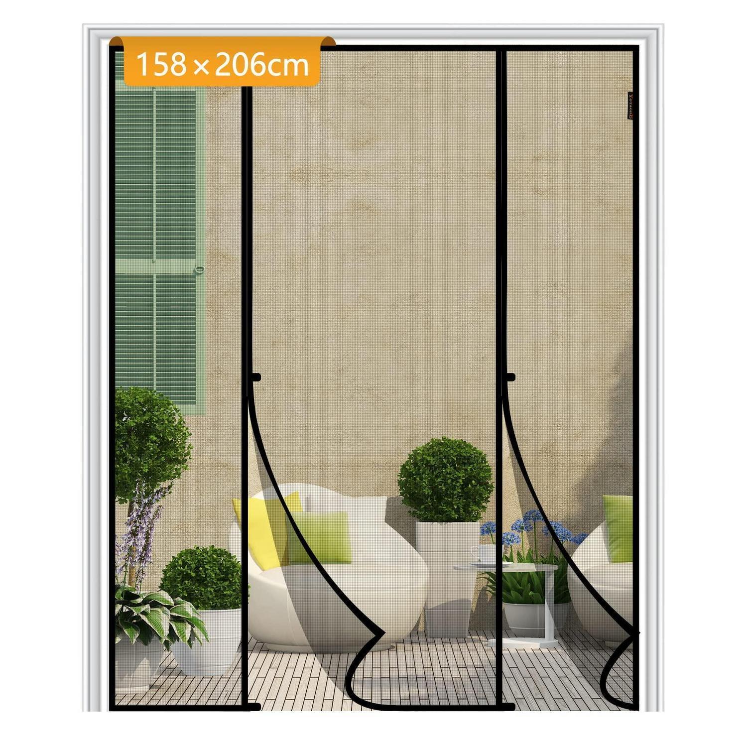 Fliegengitter Tür 158x206cm Magnetisch Ohne Bohren Schwarz